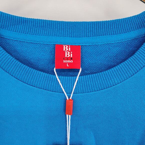 Bibisama Oni Girl "Eat my shorts" Sweatshirt Blue Size Large NWT - Picture 2 of 6